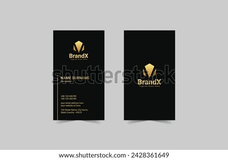 modern vector vertical luxury double sided business card design template, gold vip elegant minimal business card