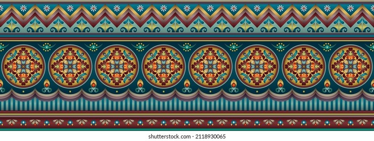 Modern vector volumetric floral ornamental stripe background. Trendy craft style illustration. 3d effect imitation