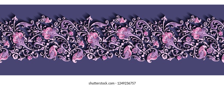 Modern vector volumetric ornamental stripe background. Trendy craft style illustration. 3d effect imitation