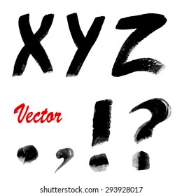 Modern Vector Watercolor Alphabet. Watercolor Font. ABC Painted Letters. Modern Brushed Lettering. Painted Alphabet.