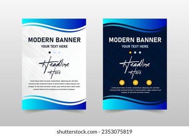 Modern Vector Wavy Blue Banner Template, can be used for business designs, presentation designs or any suitable designs.