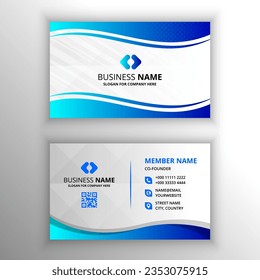 Modern Vector Wavy Blue Business Card Template, can be used for business designs, presentation designs or any suitable designs.