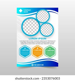 Modern Vector Wavy Blue Flyer Template, can be used for business designs, presentation designs or any suitable designs.