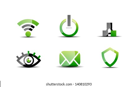 Modern vector web green and black clean icon set