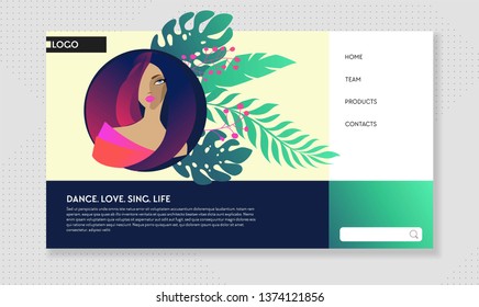 Modern vector web page design template with floral elements. Illustration of body care, cosmetics welness spa, beauty salon. Female concept with woman for mobilewebsite development and mobile device.
