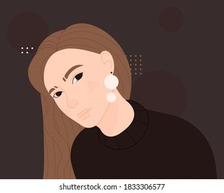 Modern vector woman portrait background vector illustration 