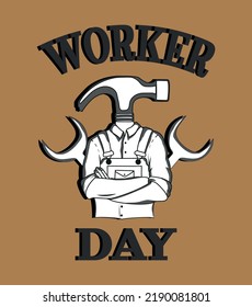 Modern Vector Worker Day Tshirt Design,