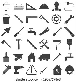 iconos modernos de herramientas de trabajo vectorial en el aislamiento blanco