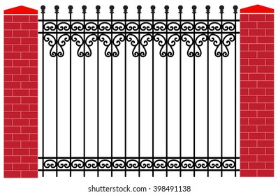 modern vector wrought fence