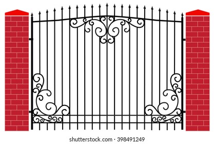 modern vector wrought fence
