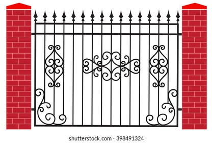 modern vector wrought fence
