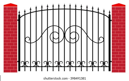 modern vector wrought fence