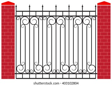 modern vector wrought fence