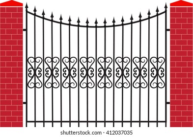 modern vector wrought fence