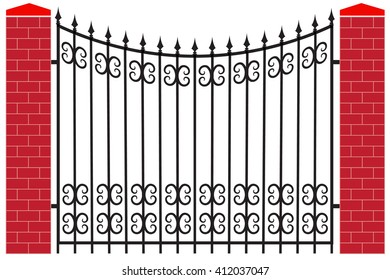modern vector wrought fence