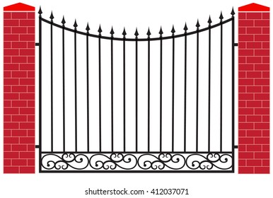 modern vector wrought fence