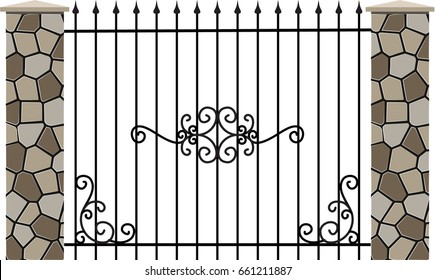 modern vector wrought fence