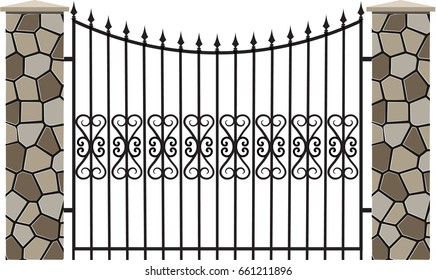 modern vector wrought fence