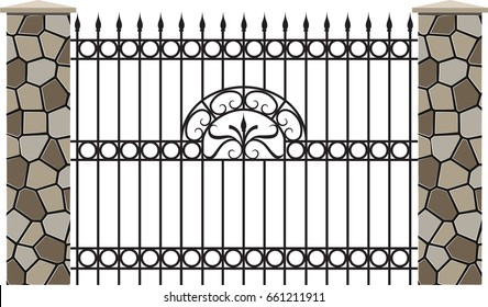 modern vector wrought fence