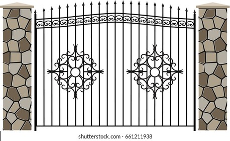modern vector wrought fence