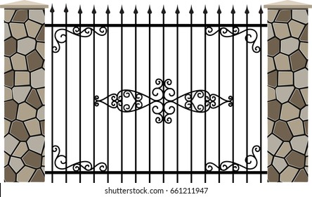 modern vector wrought fence