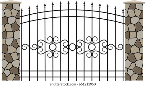 modern vector wrought fence