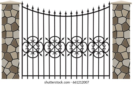 modern vector wrought fence