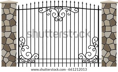 modern vector wrought fence