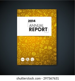 Modern Vector yellow abstract brochure / book / flyer design template with application icons