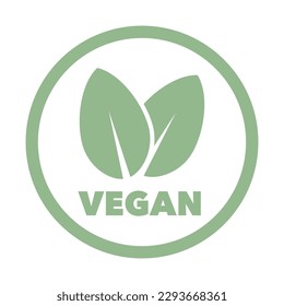 Modern vegan friendly circular vector icon. Concepts of vegetarian, go vegan, plant based, no meat, organic, healthy, diet, ecological and sustainability.