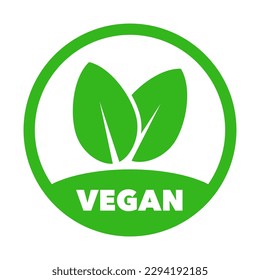 Modern vegan friendly circular vector icon. Concepts of vegetarian, go vegan, plant based, no meat, organic, healthy, diet, ecological and sustainability.