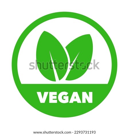 Modern vegan friendly circular vector icon. Concepts of vegetarian, go vegan, plant based, no meat, organic, healthy, diet, ecological and sustainability.