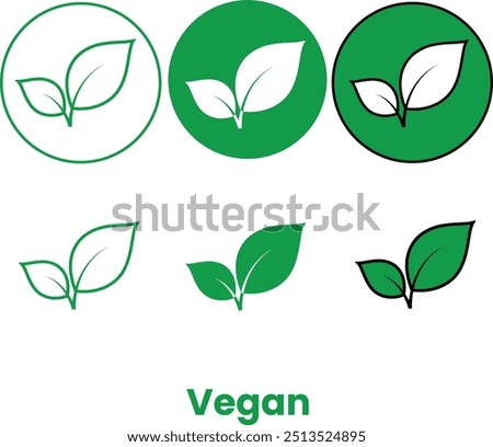 A modern vegan icon featuring a leaf symbol, representing plant-based