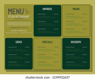 Modern Vegan Restaurant Menu Design