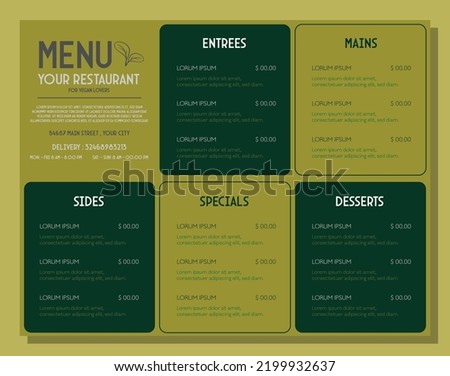 Modern Vegan Restaurant Menu Design