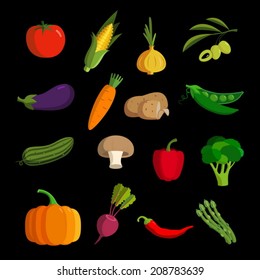 Modern vegetable vector icon set