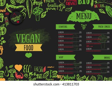 Modern  vegetarian food menu design.