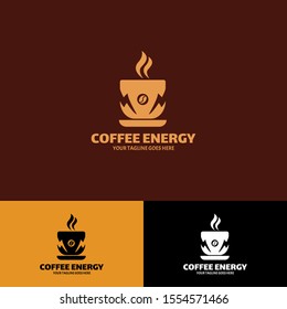 Modern Vektor Coffee power logo template design. Creative coffee logo flash energy concept. Concept of morning energy, charging drink.