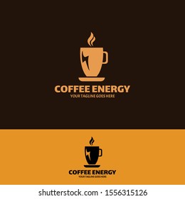 Modern Vektor Coffee power logo template design. Creative coffee logo flash energy concept. Concept of morning energy, charging drink.