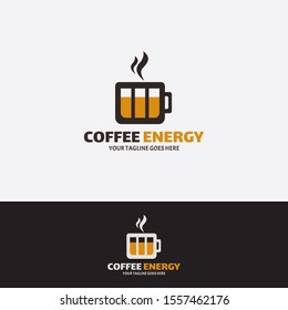 Modern Vektor Coffee power logo template design. Creative coffee logo flash energy concept. Concept of morning energy, charging drink.