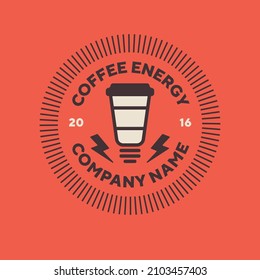 Modern Vektor Coffee power logo template design. Creative coffee logo flash energy concept. Concept of morning energy, charging drink.