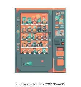Modern vending machine with snacks icon isolated