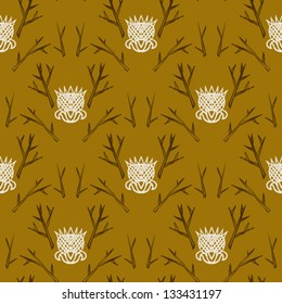 Modern version of damask pattern in organic colors.