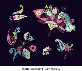 A modern version of the traditional paisley pattern. Individual elements of the pattern