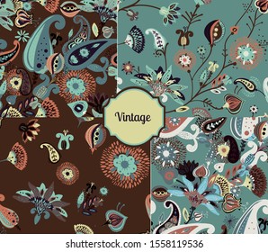 A modern version of the traditional paisley pattern. Seamless floral background for textiles, wallpaper, covers. Hand drawing style.