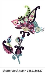 Una versión moderna del patrón paisley tradicional. Elementos individuales del modelo