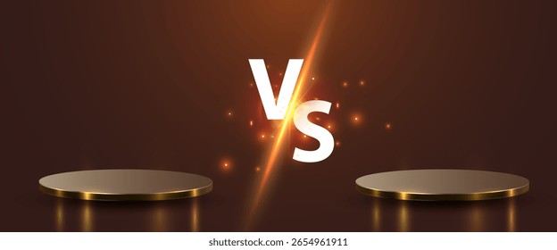 Modern versus background with podiums and rays effects. Vector illustration