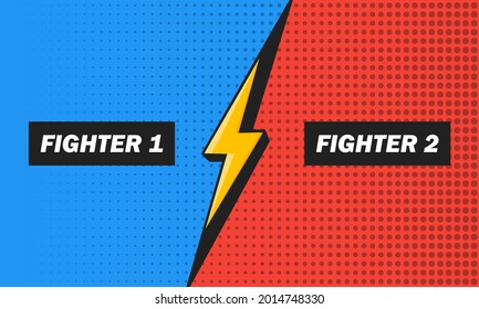 Modern versus battle background. Vs battle headline with lightning bolt. Competitions between contestants, fighters or teams. Vector illustration.