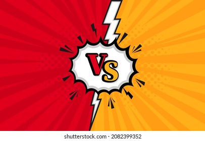 Modern versus battle background. Versus VS letters battle background in flat comic style with halftone, lightning. Competitions between contestants, fighters or teams. Vector illustration