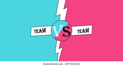 Modern versus battle background. Vs battle headline with lightning bolt. Competitions between contestants, fighters or teams. Vector illustration.